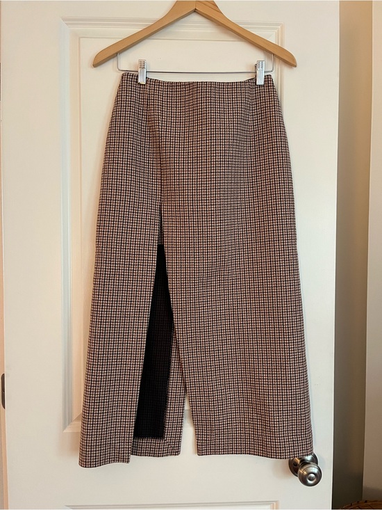 Maje Dresses & Skirts - Maje Midi Skirt with Side Slit in Brown Black Cream Houndstooth